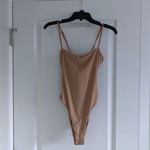 Dolls Kill Tiger Mist Nude Tie Back Bodysuit